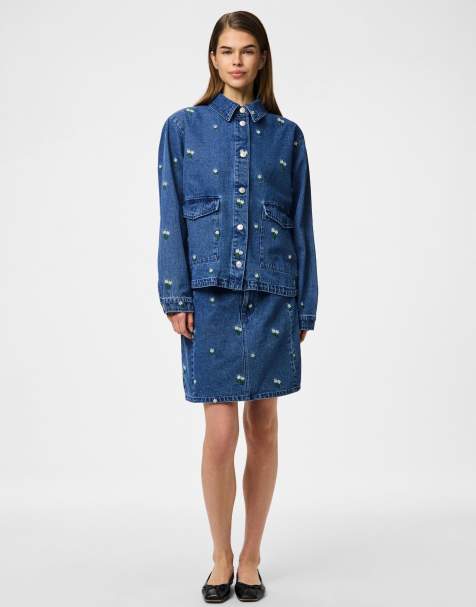 Pieces Denim skirt in medium blue denim - view 1
