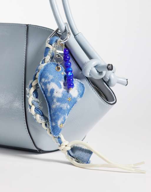 Pieces - Denim tashangertje met tie-dye in blauw en wit, 2 van 3