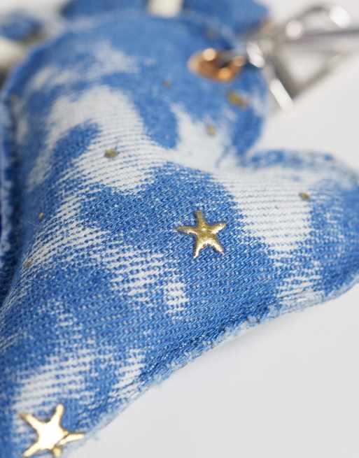 Pieces - Denim tashangertje met tie-dye in blauw en wit, 3 van 3