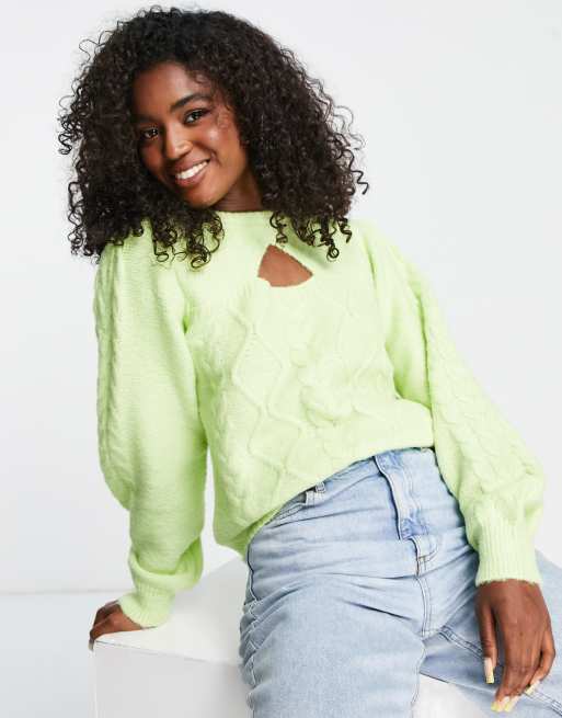 Pieces - Dessia - Pull à découpe - Citron vert