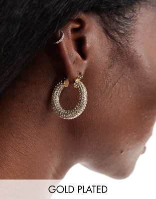 diamante hoop earrings in gold