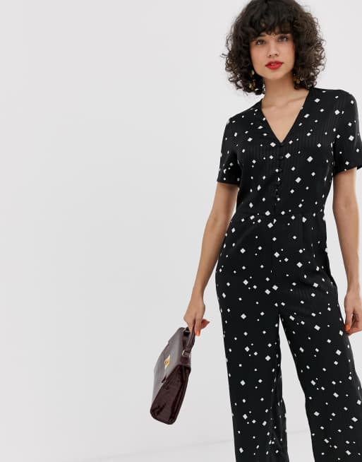 Pieces Diamond Print V Neck Jumpsuit | ASOS