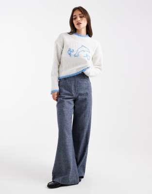 Pieces Dolphin Knit Sweater In White