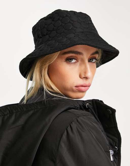 Pieces - Doorgestikte bucket hat in zwart, 4 van 4