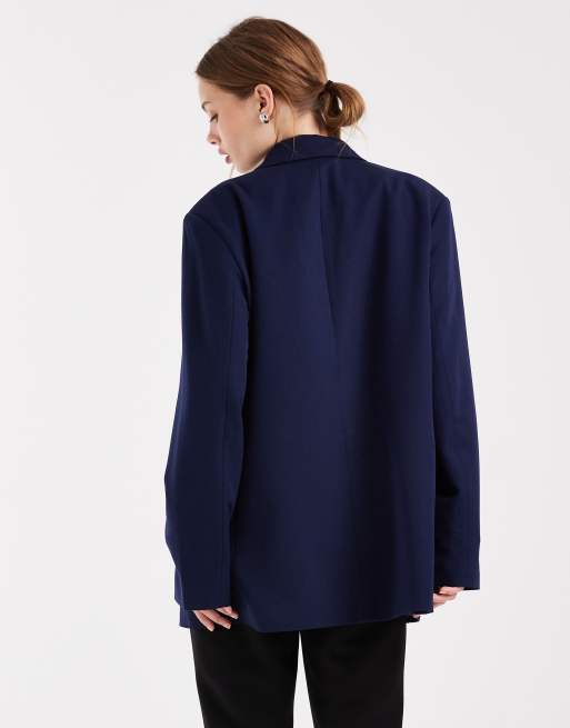 Pieces – Dopasowana granatowa marynarka oversize, 4 z 4
