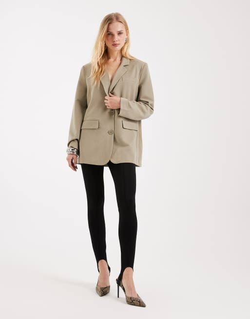 Pieces – Dopasowana marynarka o pudełkowym kroju oversize w kolorze khaki, 4 z 4