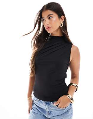 Pieces drape neck sleeveless top Sale