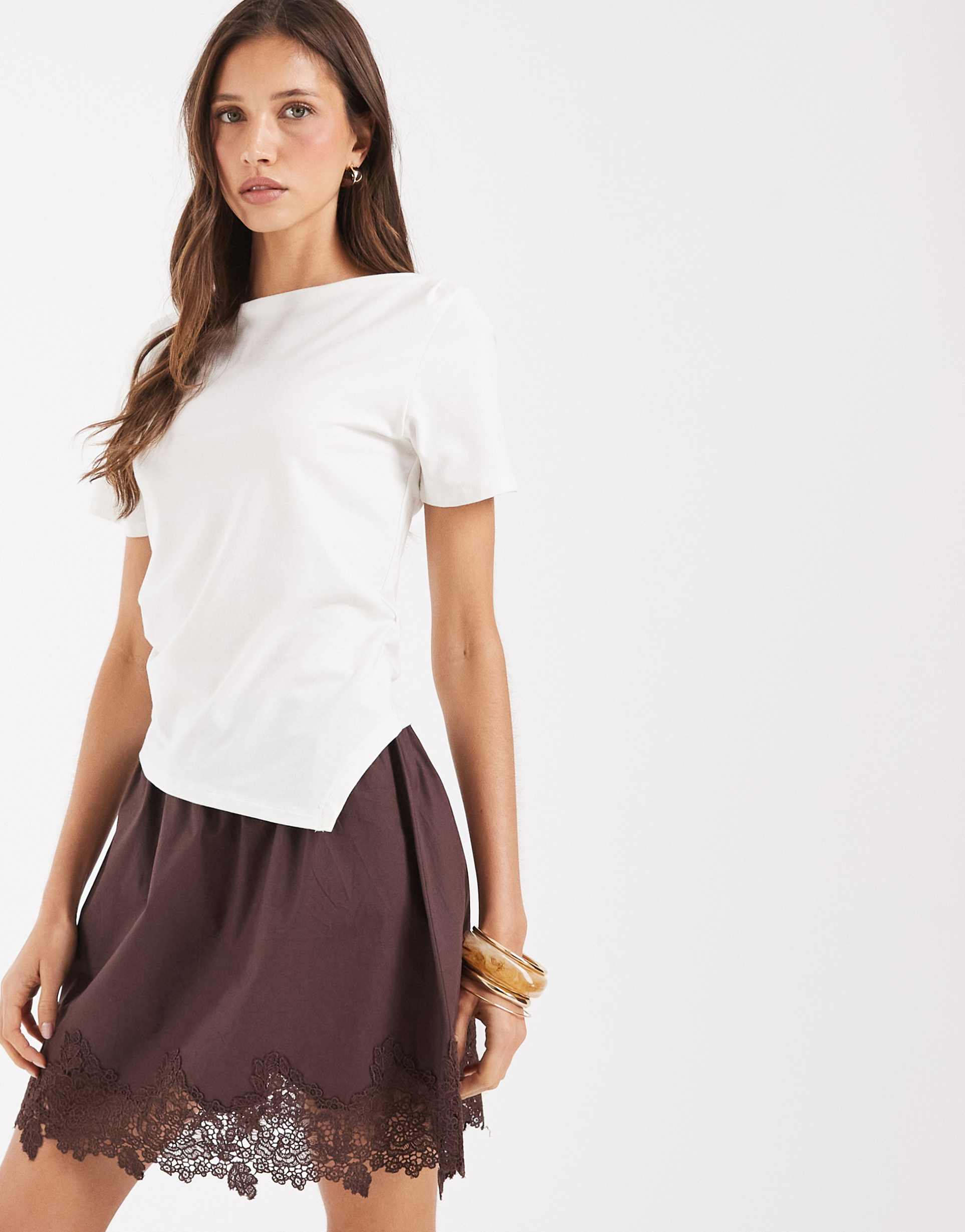 pieces draped detailing asymmetric hem top in white