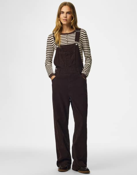 Pieces Dungarees in ganache1 - view 1