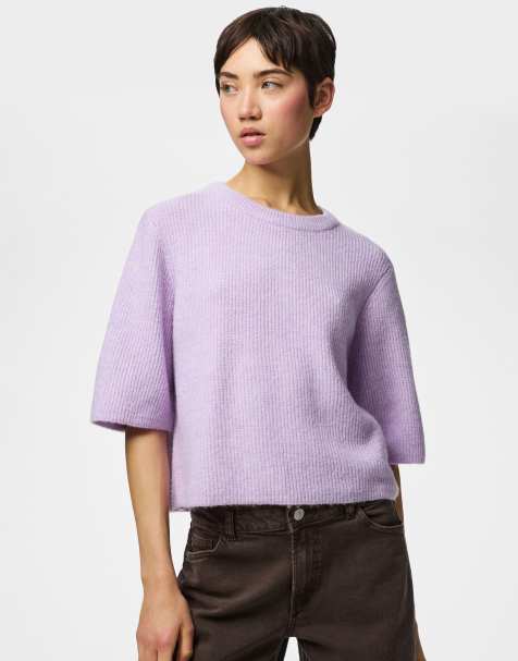 Pieces Knitted top in pastel lilac