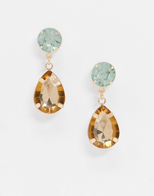 Pieces earrings with coloured gem drops