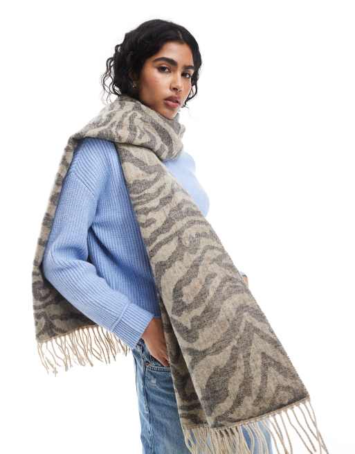 Scarf Pieces Echarpe Oversized Cable Knit Scarf In Cachemire Mix