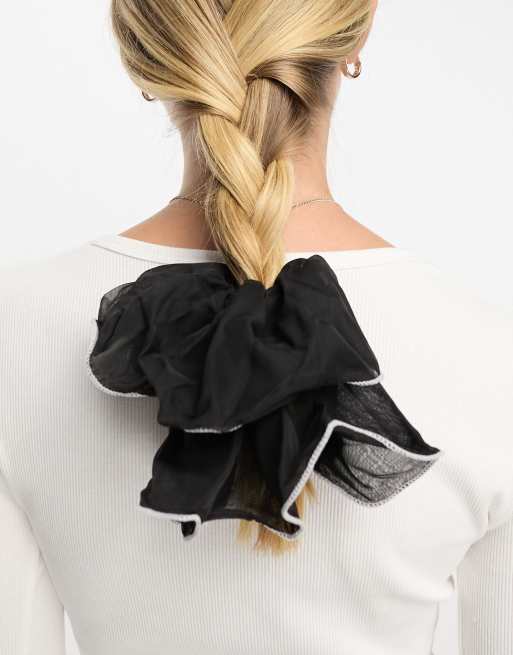 Pieces - Elastico per capelli in organza nero