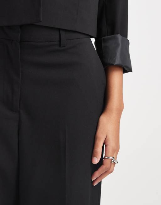 Pieces – Elegante Hose in Schwarz mit hohem Bund und weitem Bein, Kombiteil, 3 von 5