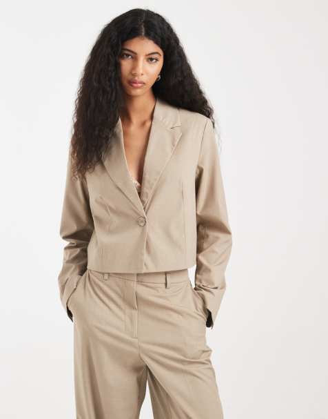 Pieces - Elegante korte blazer in beige, deel van co-ord set - view 1