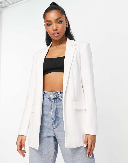 Pieces Elegante oversized blazer in wit