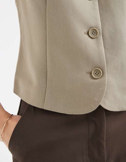 Pieces – Elegante Weste in blassem Khakigrün, 4 von 4