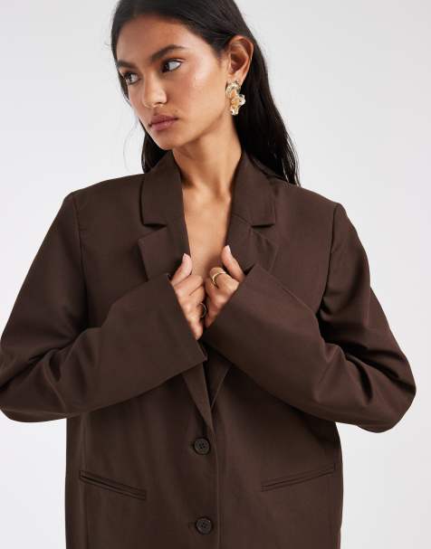 Pieces – Eleganter Oversize-Blazer in Schokobraun, Kombiteil - view 1