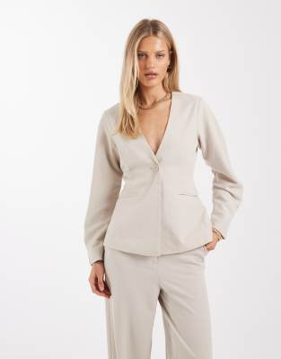 Pieces - Eleganter, taillierter Blazer in Silbergrau, Kombiteil