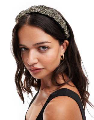 Pieces Pieces embellished headband in dark silver