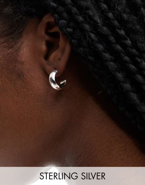 Pieces everyday hoop earrings in plated sterling silver - view 1