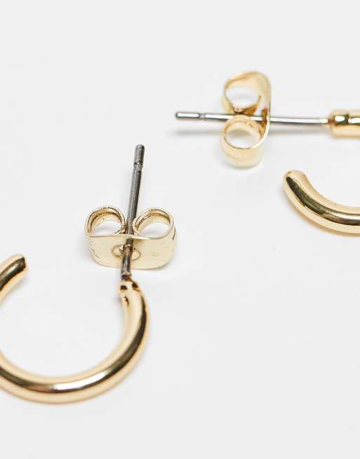 Pieces - Everyday - Set van 3 paar 18k vergulde huggie oorringen in goud, 2 van 4
