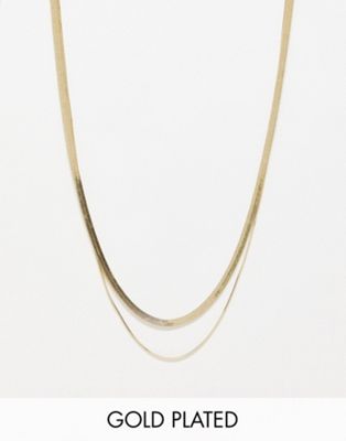 Pieces exclusive 18k plated 2 chain necklace in gold