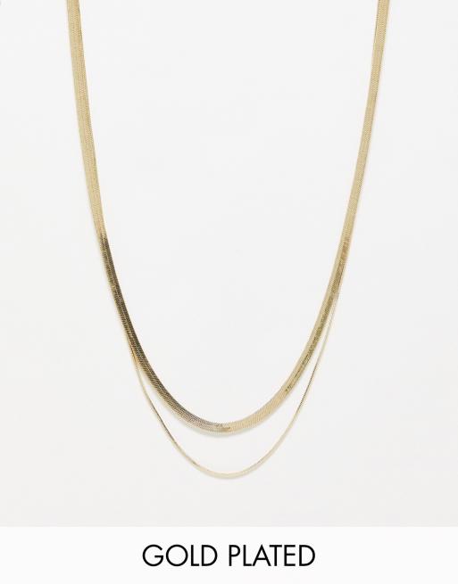  Pieces exclusive 18k plated 2 chain necklace in gold