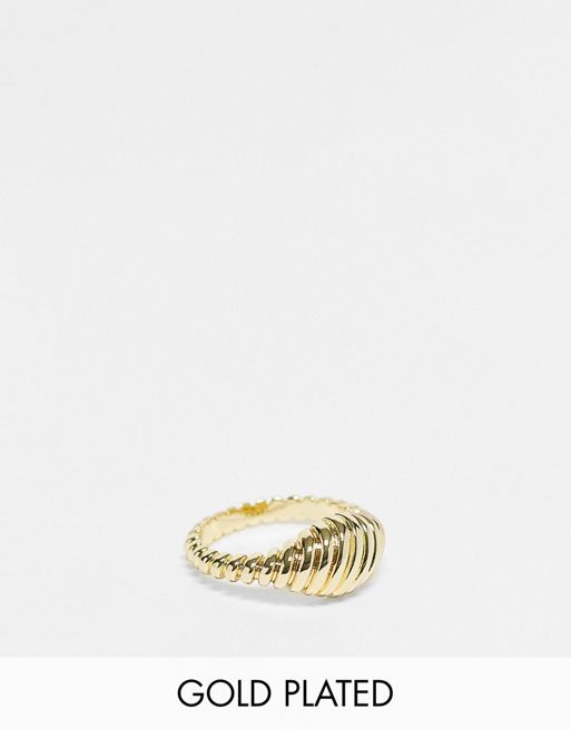 Pieces exclusive 18k plated chunky textured ring in gold