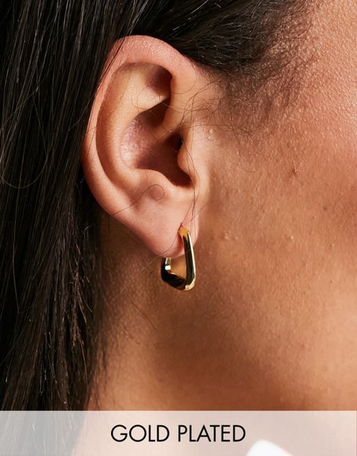 Pieces exclusive 18k plated geometric hoops in gold