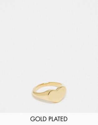 Pieces exclusive 18k plated heart signet ring in gold