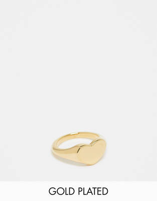 Exclusive 18k plated heart signet ring in gold