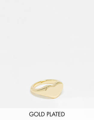 Exclusive 18k plated heart signet ring in gold