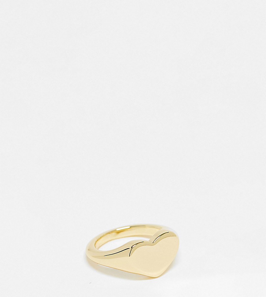 Exclusive 18k plated heart signet ring in gold