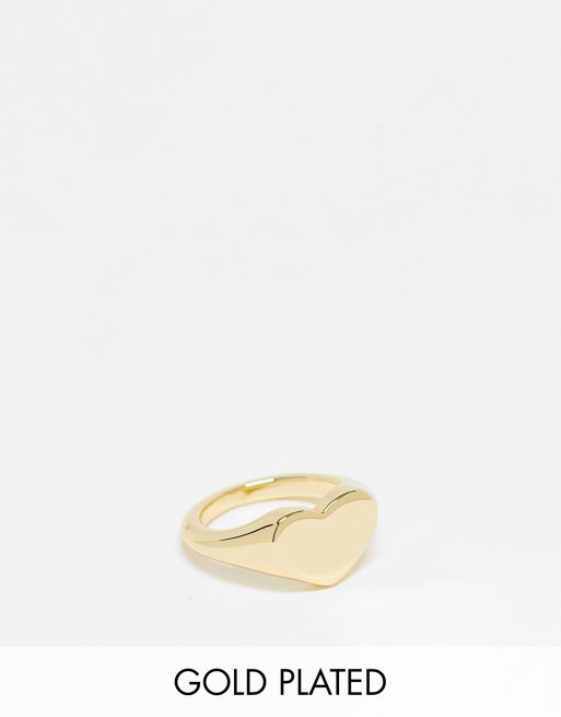 Pieces exclusive 18k plated heart signet ring in gold