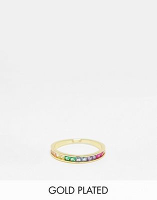 exclusive 18k plated rainbow stacking ring in gold