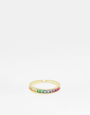 Pieces exclusive 18k plated rainbow stacking ring in gold