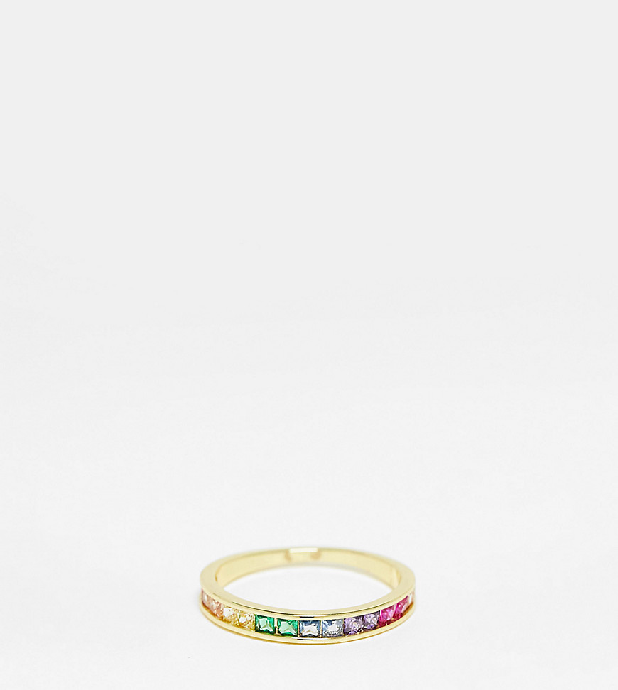 exclusive 18k plated rainbow stacking ring in gold
