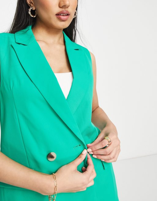 Pieces – Exclusive – Blazer ohne Ärmel in leuchtendem Grün, Kombiteil, 4 von 4