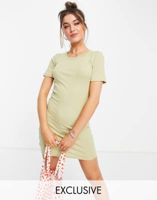 sage green t shirt dress
