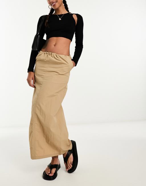 Long khaki cheap skirts