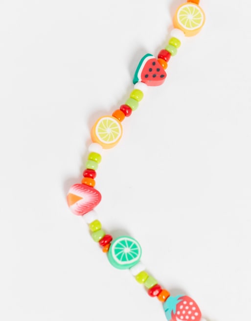 Pieces – Exclusive – Flerfärgat halsband med fruktpärlor, 4 av 4