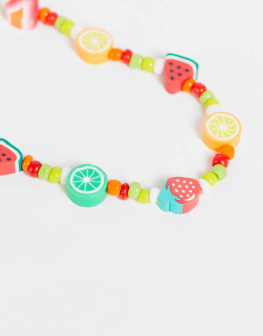 Pieces exclusive fruit salad necklace in multi, 3 of 4