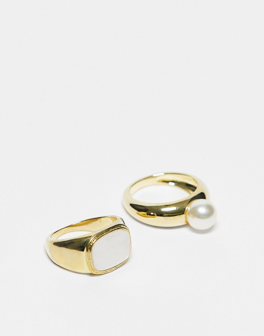 Pieces exclusive plated 2 pack chunky rings in gold