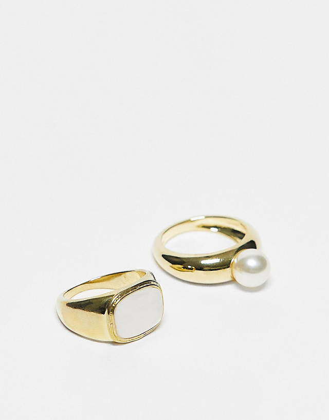 Pieces - exclusive plated 2 pack chunky rings in gold