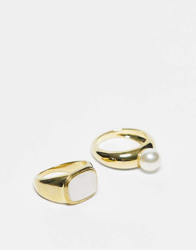 Pieces exclusive plated 2 pack chunky rings in gold