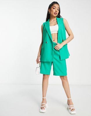 Pieces exclusive sleeveless blazer co-ord in bright green - ASOS Price Checker