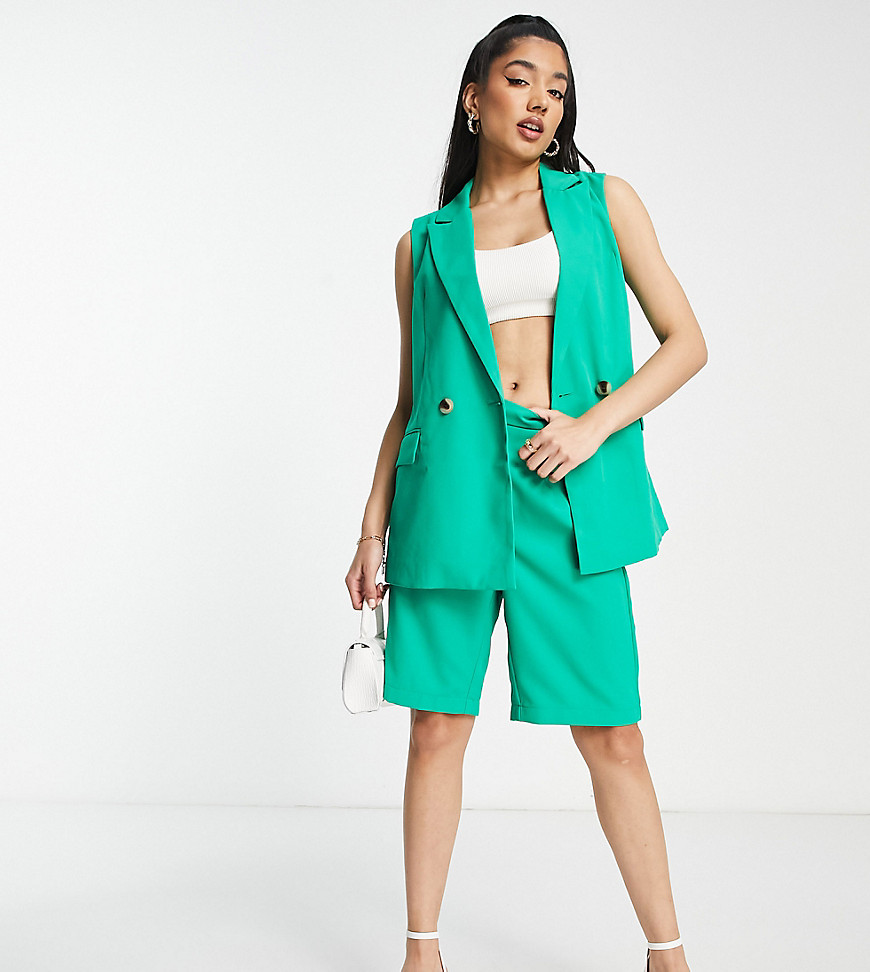 Pieces exclusive sleeveless blazer co-ord in bright green