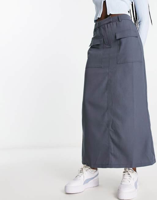 通販 オンライン Pieces exclusive tailored cargo midi skirt in