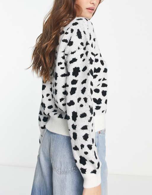 Pieces - Exclusives - Gebreide trui met ronde hals en dalmatiër print, 2 van 4